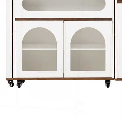 Extendable Dining Table with Extra-Long Folding Top, Rolling Kitchen Island with Drawers, Power Outlet and Brake lock, Storage Cabinet for Kitchen and