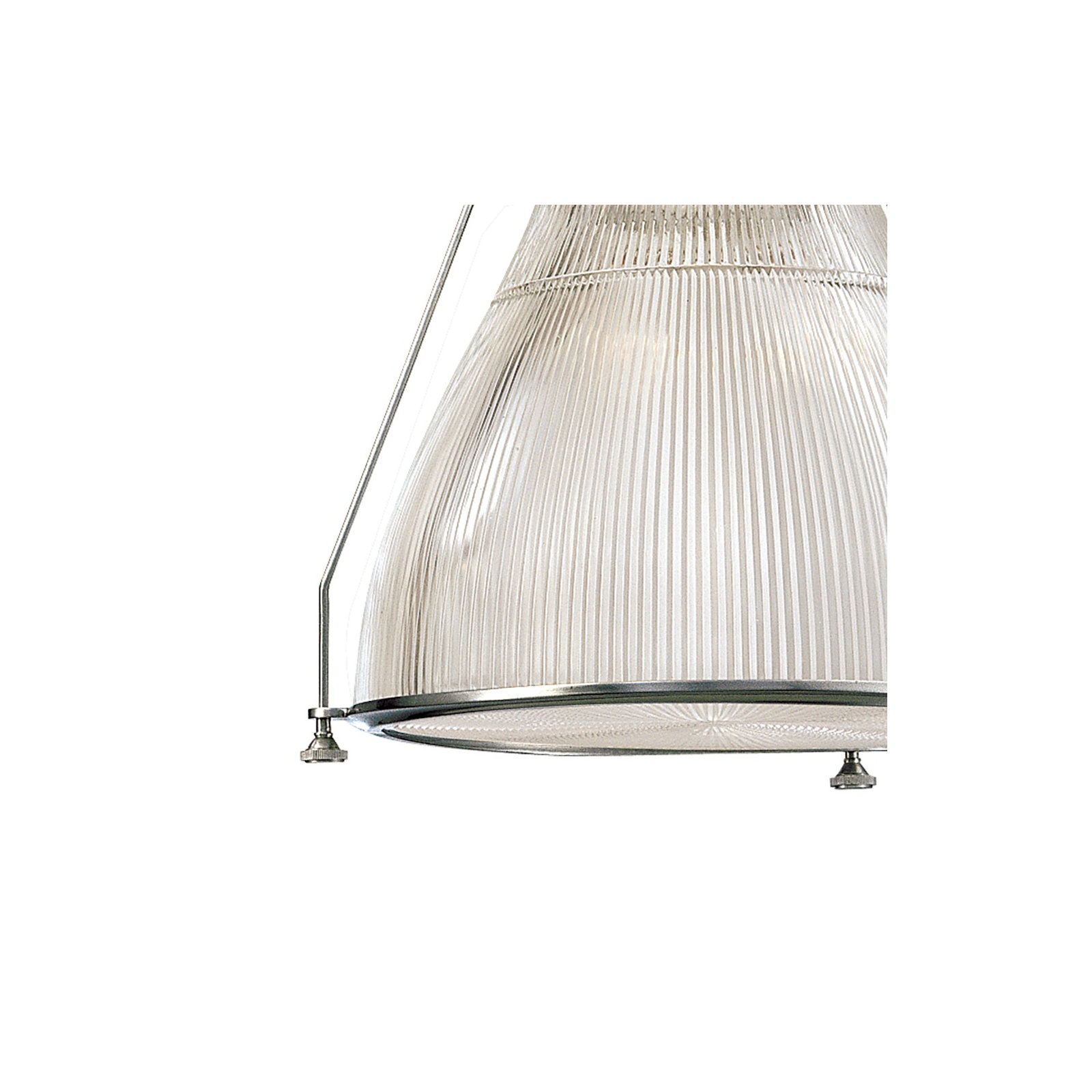Isabelle Single Light Glass Pendant, Polished Nickel, Ribbed
