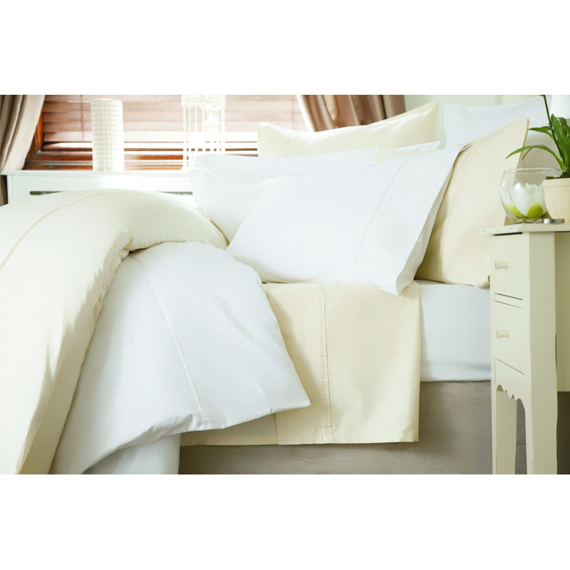 600 TC 100% Cotton Range Sateen Fitted Sheet, White, Emperor (7')