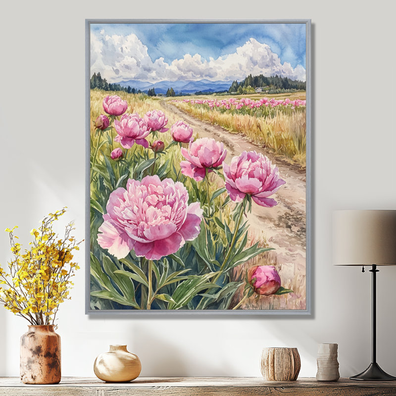 Bryner - impression sur toile florale, H 20 po x l 12 po, Impression encadrée flottante, Argent argent