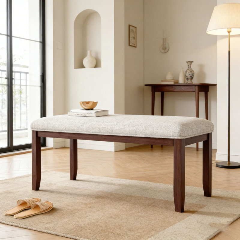 Banc rembourré pour chambre à coucher, Merisier
