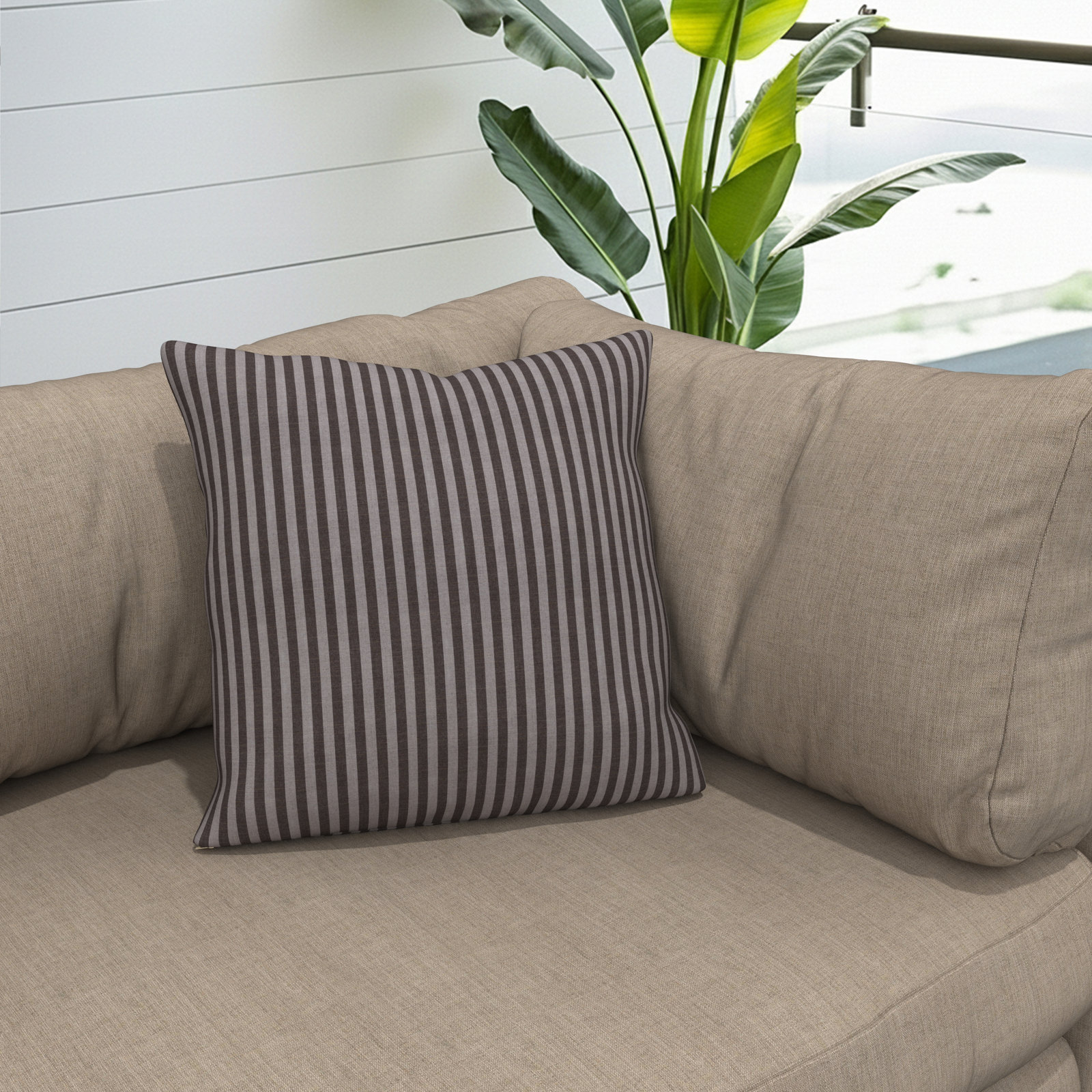 Kacy Sunbrella® Throw Pillow, Sail Away Java, 20 x 20 x 3