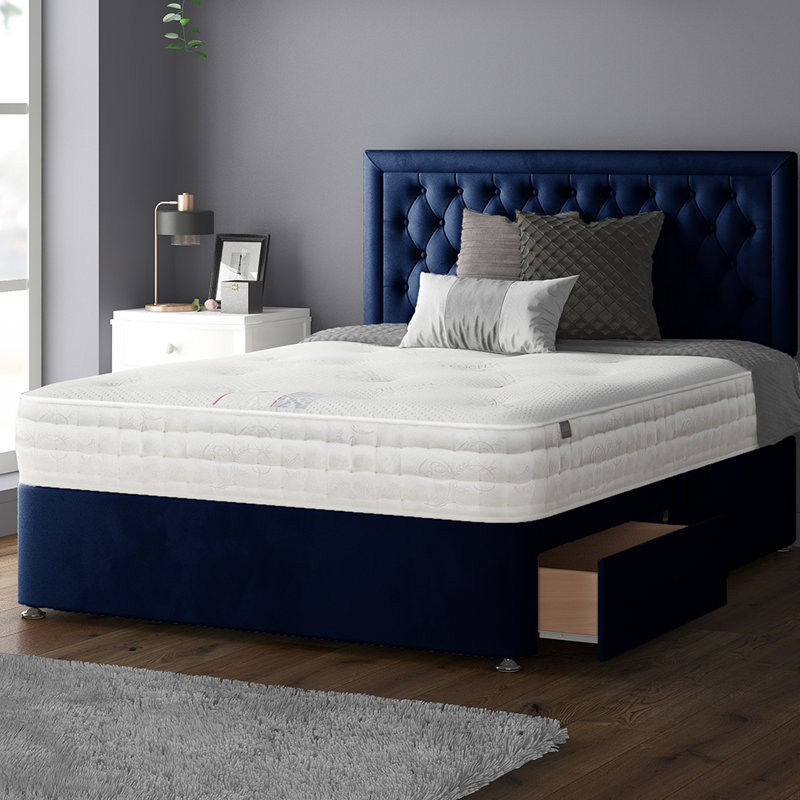 Urbank Divan Bed Base, Single (3'), 2 Right Drawers, Royal Blue