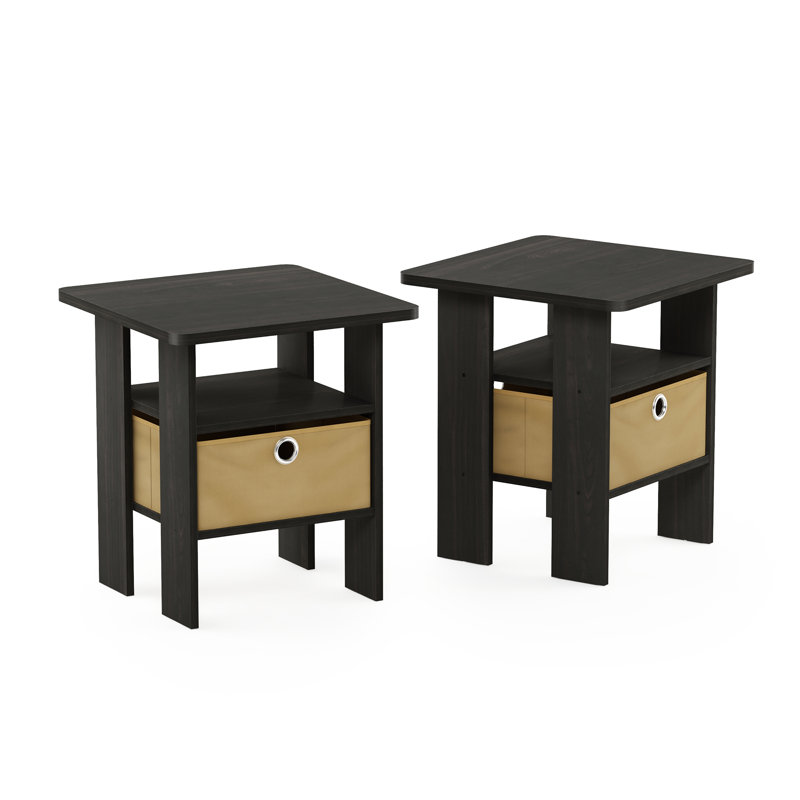 Gigi Nightstand With Bin Drawer, Set Of 2, Espresso, Set of 2