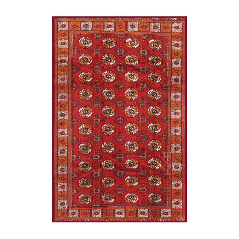 Tapis traditionnel rouge / orange / beige, Rectangle 8 pi x 12 pi