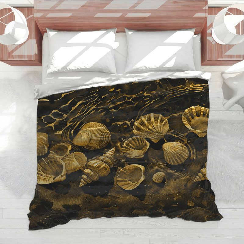 Édredon Golden Seashells Illustration, Très grand lit
