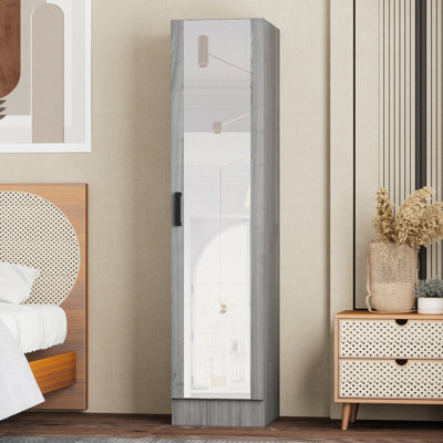 Wardrobe Armoire Closet With Mirror On The Door That Can Open From Either The Left Or Right. by Ebern Designs