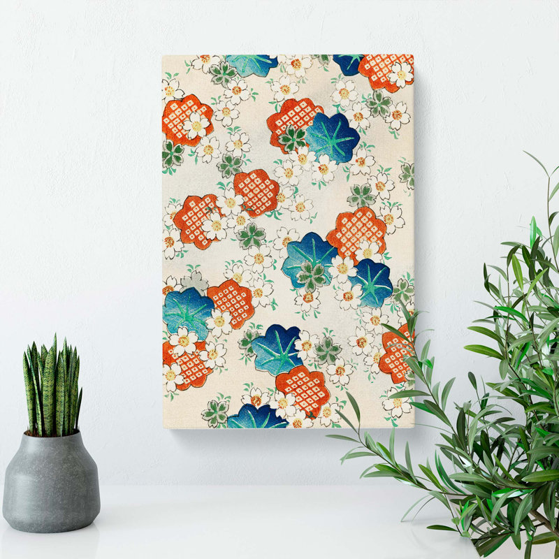 Floral Design by Watanabe Seitei - Wrapped Canvas Painting, 76cm H x 50cm W x 3cm D