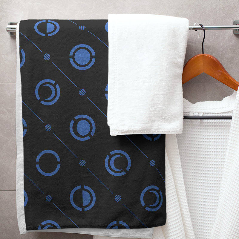 Serviette de bain Classic, Noir / Bleu