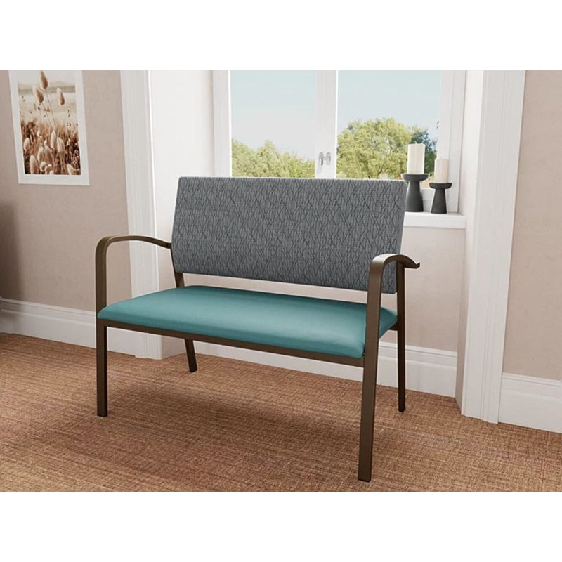 Newport Waiting Reception Loveseat Metal Frame, Bronze, Open House Navy