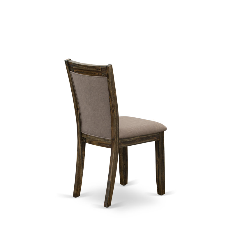 Monza Parson Dining Chairs - Coffee Linen Fabric Padded Chairs, Set of 2, Distressed Jacobean, Distressed Jacobean, Coffee