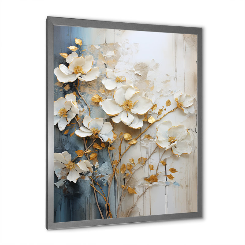 Minimalisme fleurs saisonnières IV sur toile, H 44 po x l 34 po x P 1,5 po, Cadre simple argenté