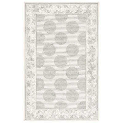Pine 702 Hand Tufted Wool; Cotton; Latex Geometric Rug in Sage/Ivory
