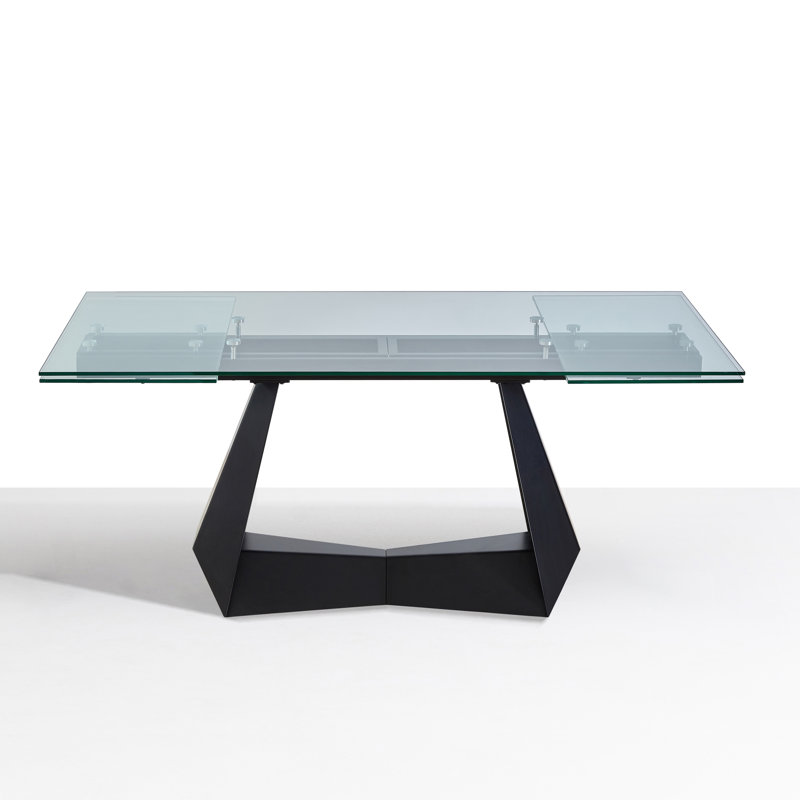 Carrocci Extendable Glass Top Metal Base Dining Table
