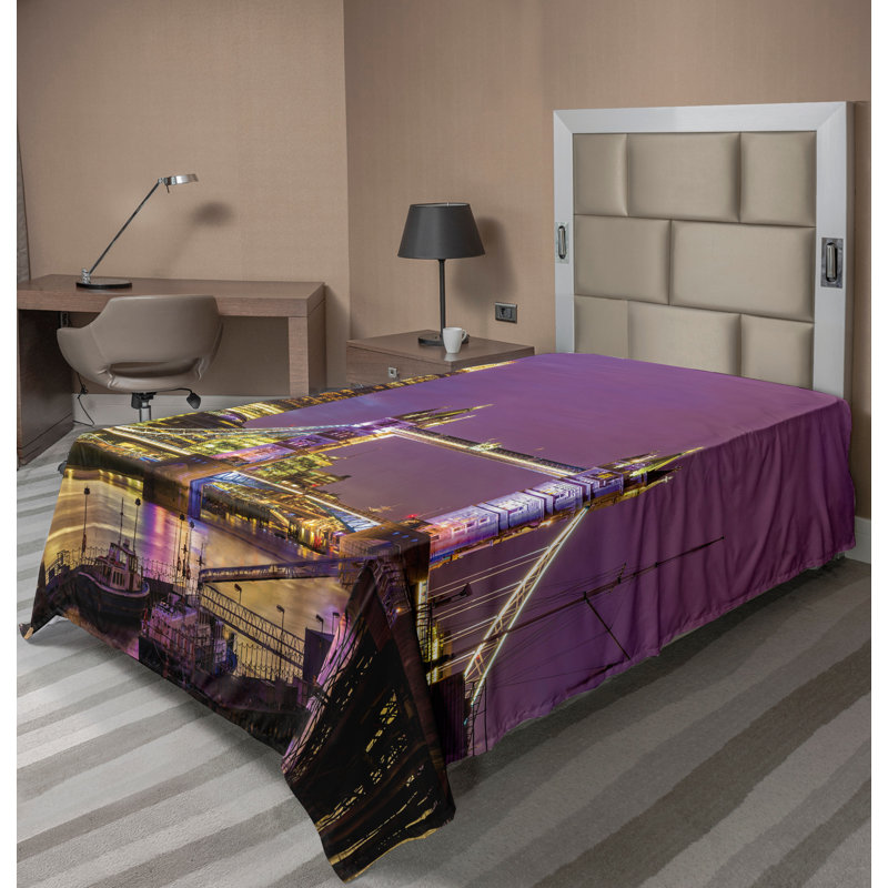 Ambesonne Europe - Tower Bridge - Londres, Drap plat pour lit simple