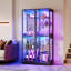 Vitrine H 67,9 po x l 17,7 po avec tablettes réglables en verre, vitrine à 6 niveaux avec lumières RVB-103720835