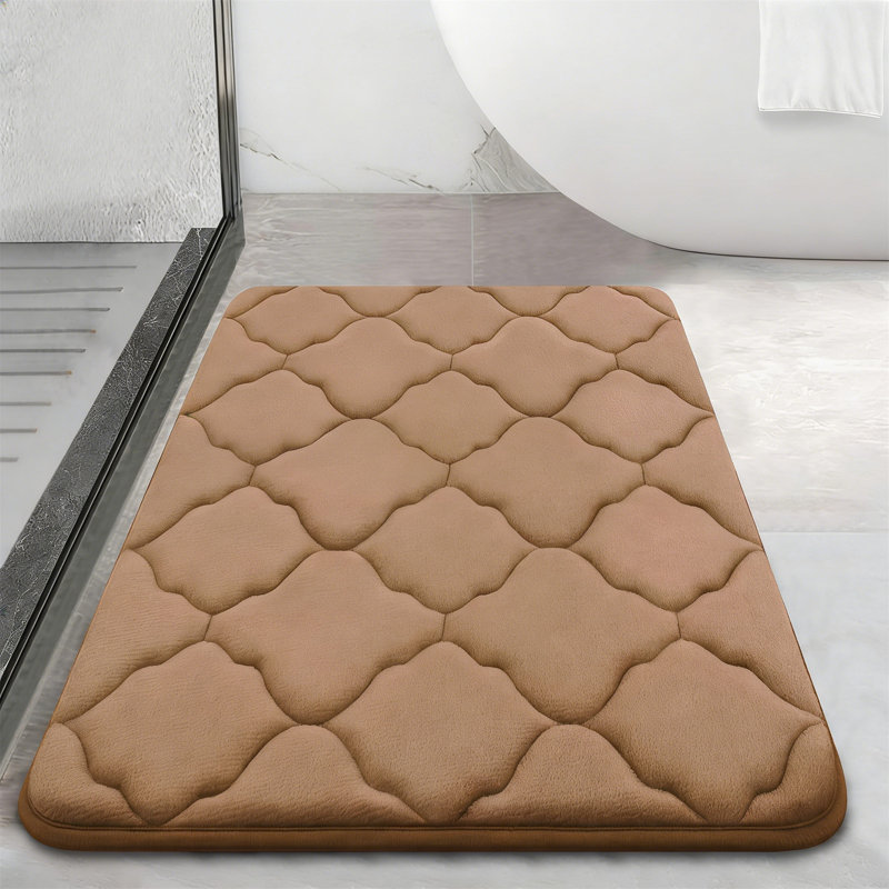 Memory Foam Bath Mat,  Soft Absorbent Non-Slip Bathroom Rug, Machine Washable, Dark Beige, 24"X16", Dark Beige