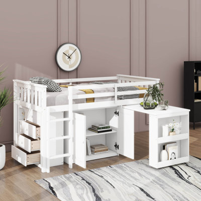 Lit mezzanine simple avec rangement pour tiroir et bureau pratique