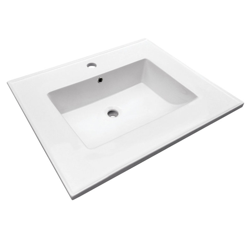 Kingston Brass Continental 25-Inch Ceramic Vanity Sink Top, Single