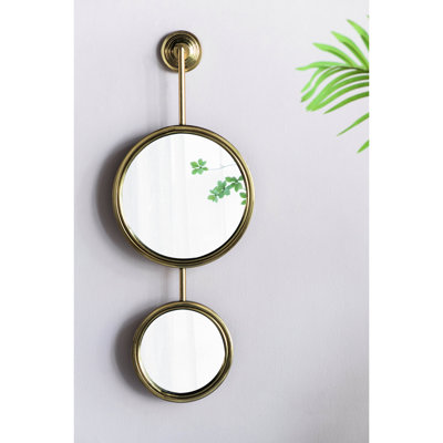 Gold Iron Wall Mirrors, 11"x28.5", Of 2, Modern Decor For Living Room Entryway Office Decoration In