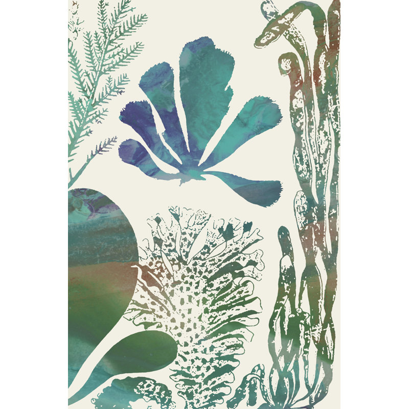 Aquatic Assemblage I by Sharon Chandler - Painting on Canvas, 30cm H x 20cm W, Black Floater Framed