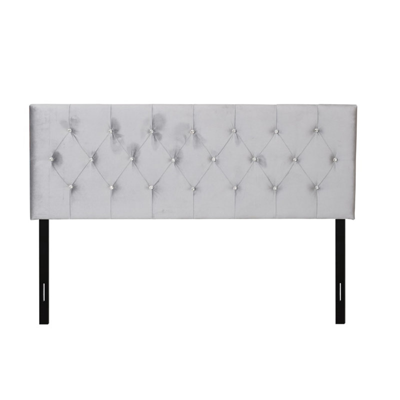 Tête de lit tapissier en velours Ameer, Velours gris, Double