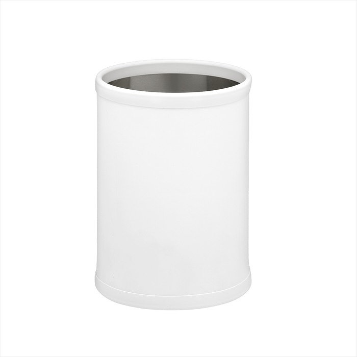 White Vinyl Covered Metal 12" Waste Basket