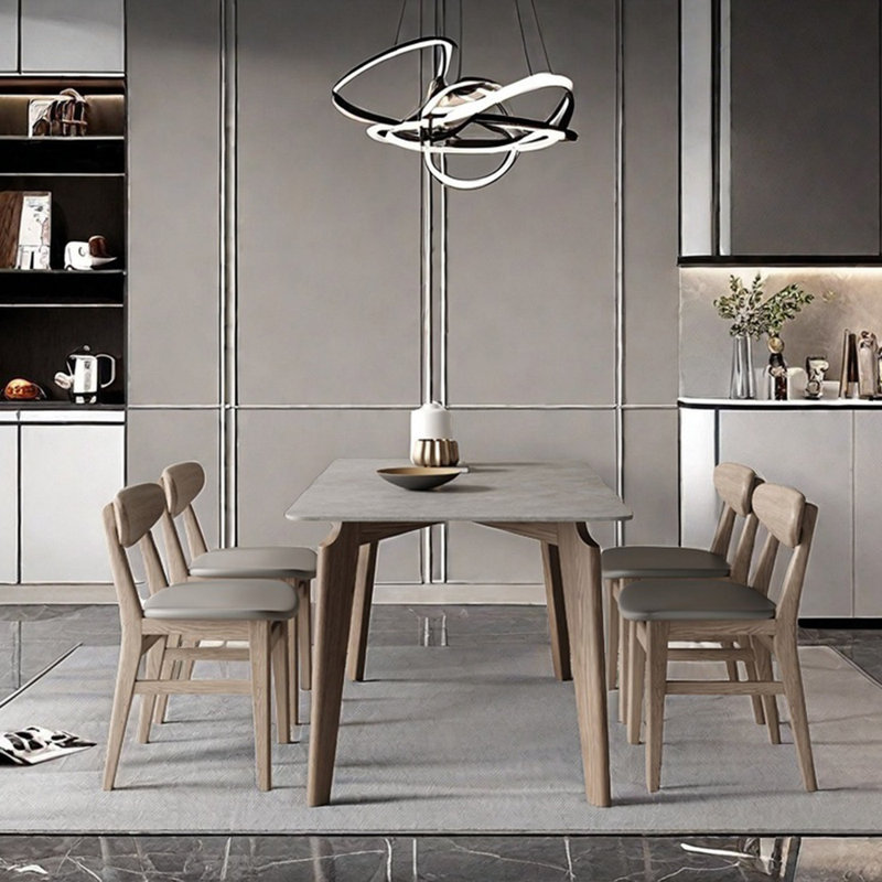 Table et chaises de qualité supérieure en frêne blanc, H 29,52 po x L 55,11 po x l 31,49 po