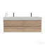 Meuble-lavabo de 60 po (30 po * 2) avec lavabo en quartz blanc et tiroirs en chêne brut, meuble-lavabo mural flottant, lavabo une pièce sans drain ni robinet-129683988-129683989