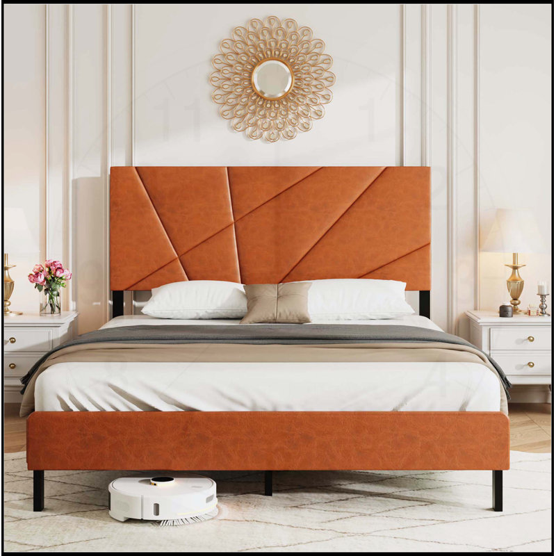 Full Size Metal Bed Frame with Under-Bed Storage, No Box Spring Required, Vintage Brown Finish, Full