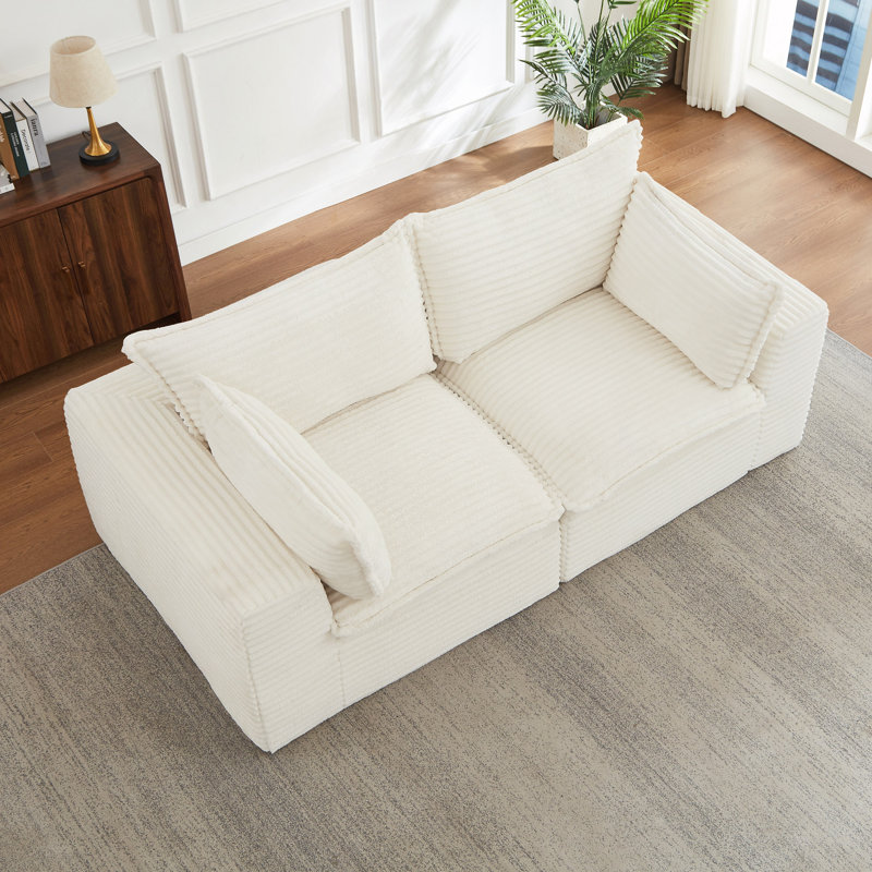 Causeuse, canapé modulaire désossé pour le salon, canapé modulaire moderne surdimensionné, Blanc