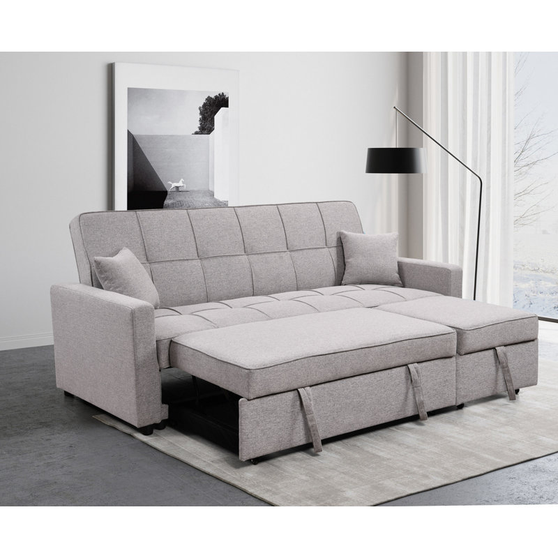 83" Oversized Upholstered Sofa Bed W/Pull Out Couch Bed & Adjustable Backrest,3 Seaters Sofa & Couch Convertible Sleep Sofabed For Home Apartment Living Room