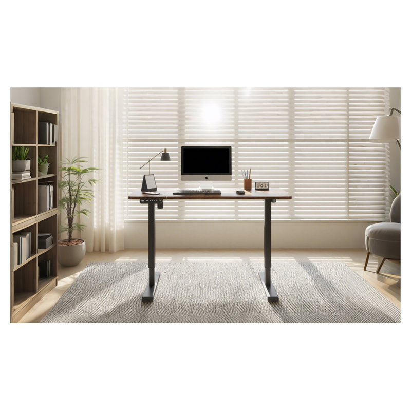 Bureau debout électrique à hauteur ajustable 55 po x 24 po avec ports USB - léopard brun et ton blanc