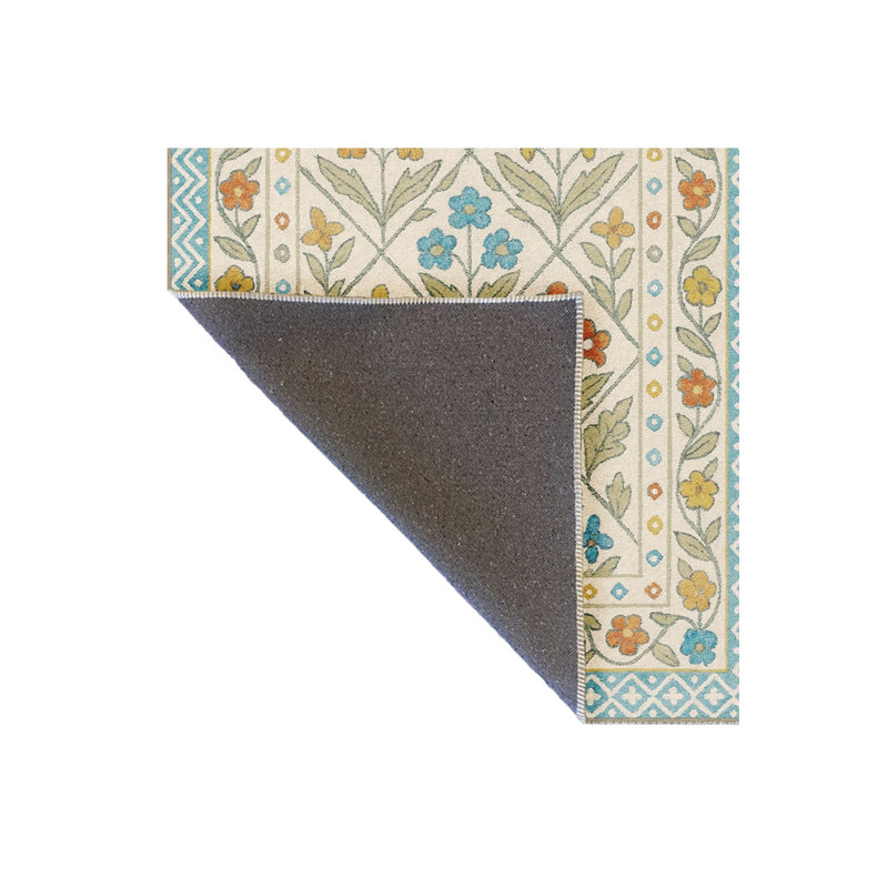 Tapis beige tissé à motif floral lavable Mosso, 6'7" x 9'10"