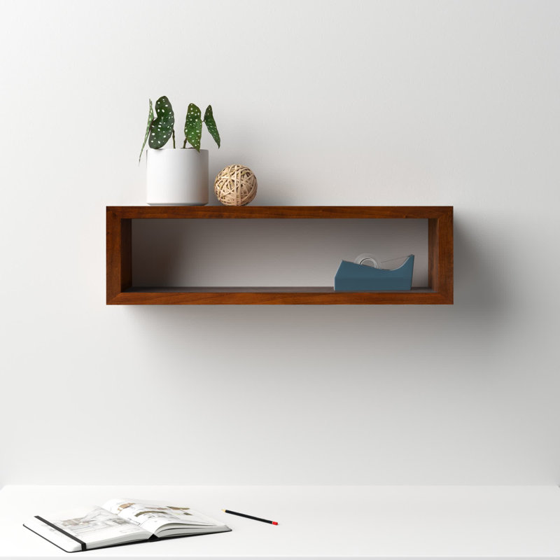 Robin Rectangle Solid Wood Floating Shelf, 8" H x 30" W x 8" D, Walnut Brown