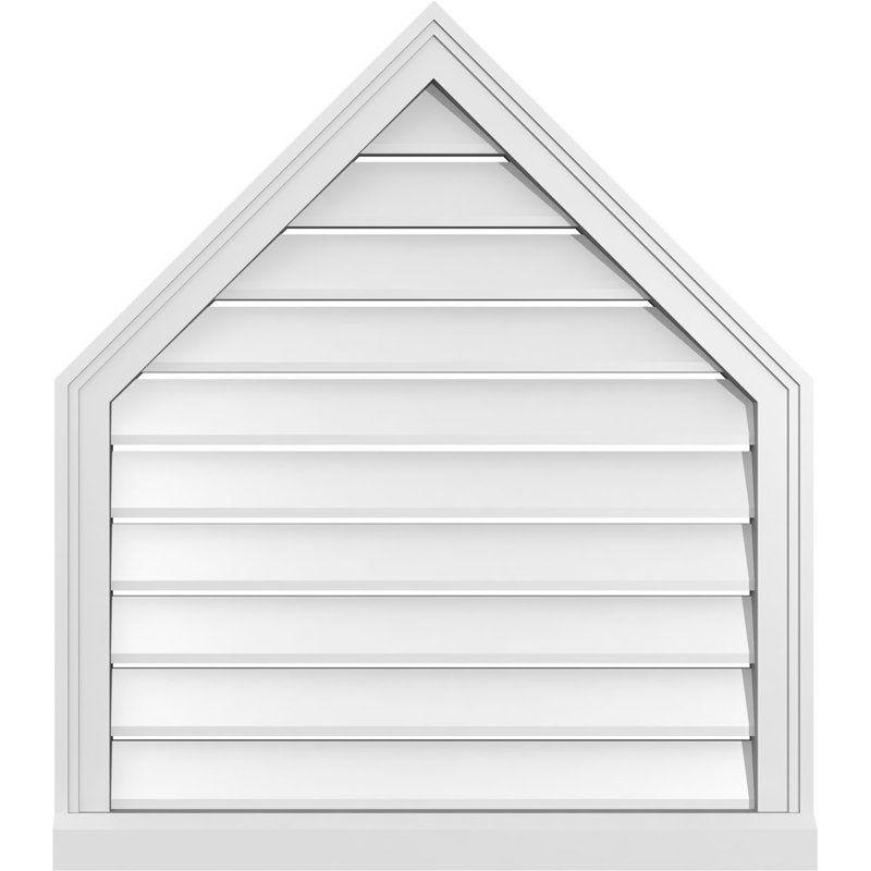 Peaked Top Surface Mount Signature Urethane Functional Gable Vent 8/12 Pitch, Primed Tan, 32" H x 28" W x 2" D, 12/12 Pitch