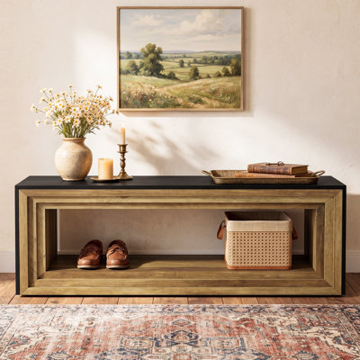 Banc d'entrée 63 po avec rangement pour chaussures Long Farmhouse