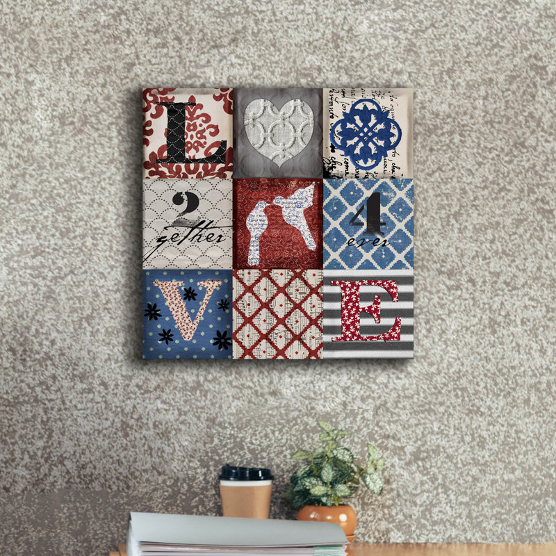 «9 Love rwb» par Art Licensing Studio, art mural sur toile, H 18 po x l 18 po x P 0,75 po