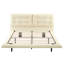 Cadre de lit grand blanc avec lumières à DEL, revêtu de cuir PU, lit flottant à boutons. Pieds dissimulés, télécommande pour une chambre à coucher décontractée, assemblage stable et fonctionnement silencieux en cuir-2064081000