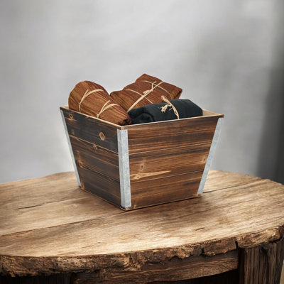 Cavorn Tapered Square Brown Planter Bucket