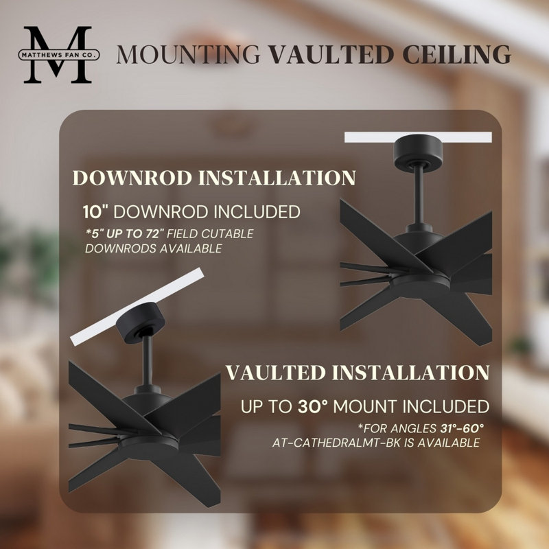 Ariella - Eight Blade Ceiling Fan - Brushed Brass Finish - Matte Black Blades, Matte Black, Matte Black
