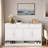 Farmhouse Sideboard With 3 Drawers, 4 Doors, Adjustable Shelf And Open Storage Compartments-986748921