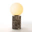 11.5" Modern Natural Brown Marble Table Lamp with Milky Glass Globe Shade-942038133