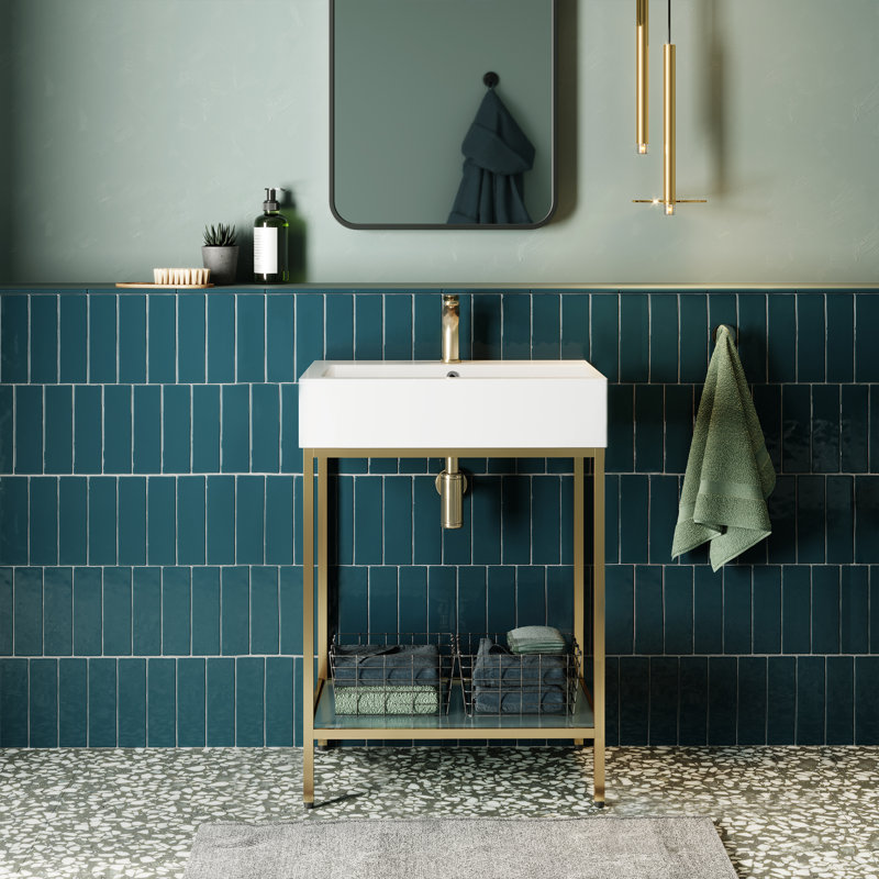 Ensemble de meuble-lavabo autoportant Pierre 24, Doré