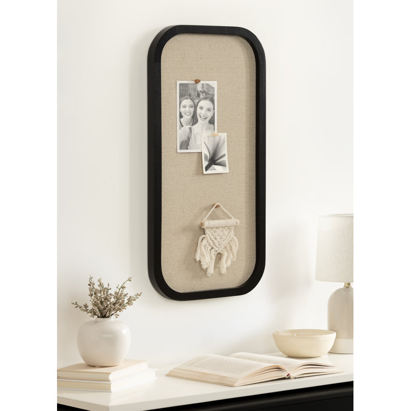 Panneau rectangulaire arrondi en bois, Noir