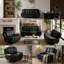 Ensemble de canapé 3 pièces en similicuir noir, canapé 76,5 po + causeuse + fauteuil simple pour la chambre à coucher du salon-131533021