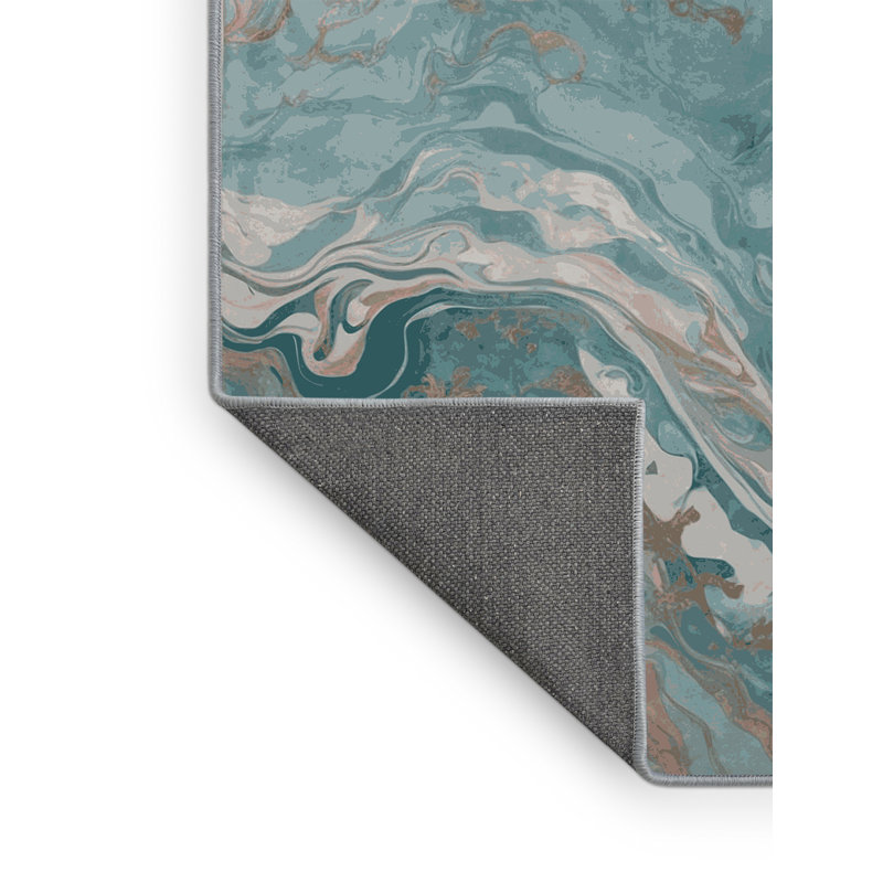 Tapis bleu soyeux et moelleux, Rectangle 2 pi x 3 pi
