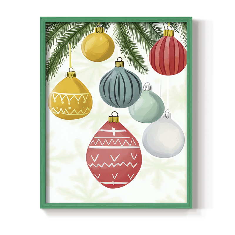 «Christmas Holiday», reproduction d'art encadrée CV - bois massif, H 15 po x l 12 po, Vert