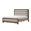 Grand lit Cair, tissu gris clair capitonné Channel