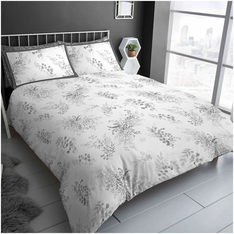 Garden Duvet Cover with Pillowcases - Polycotton Bedding Set - Available in Single Double King Easy Wash Bed Set, Double